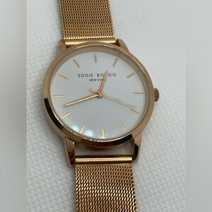Eddie Borgo Rose Gold Watch 30mm White Face Mesh Bracelet Band Rachel Zoe New!